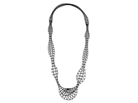 Techno Necklace, Long Black Rubber Necklace