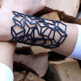 Cube Bracelet, Black Natural Rubber Statement Bracelet